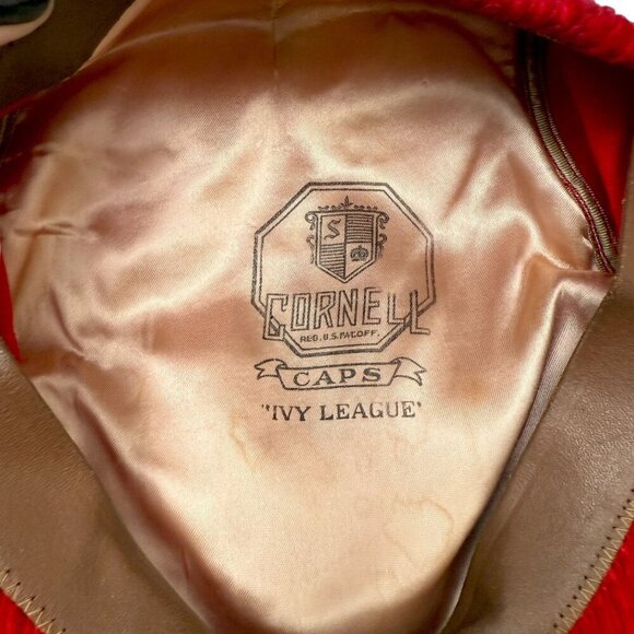 Vintage Cornell Caps Corduroy Hat Ivy League Red Newsboy 7 1/8 Rare Find! - Picture 7 of 15